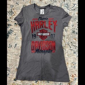 Harley-Davidson Charcoal Tee with Red Wings